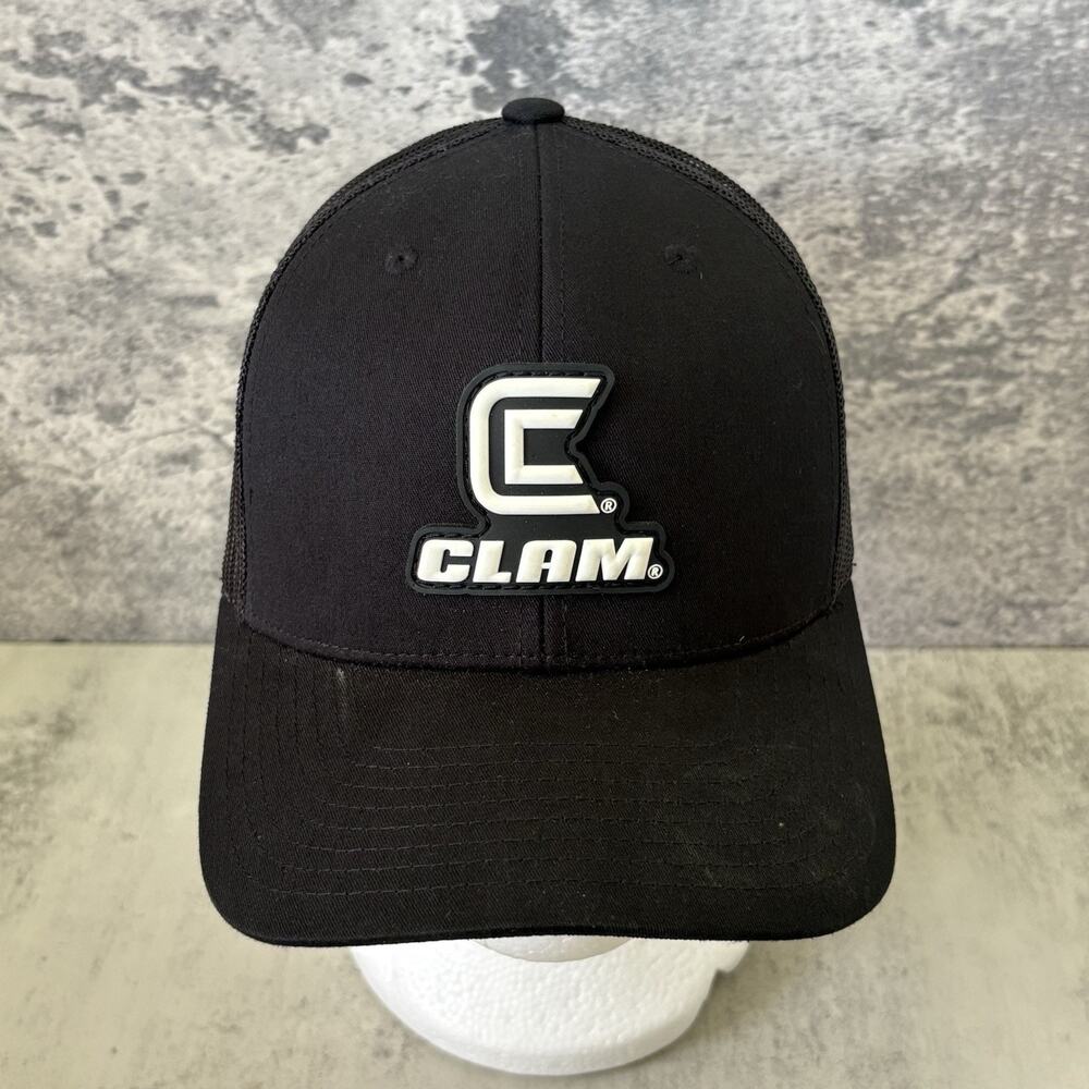 Clam Ice Fishing Gear Black Trucker Hat Mesh SnapBack Cap Adjustable Outdoors